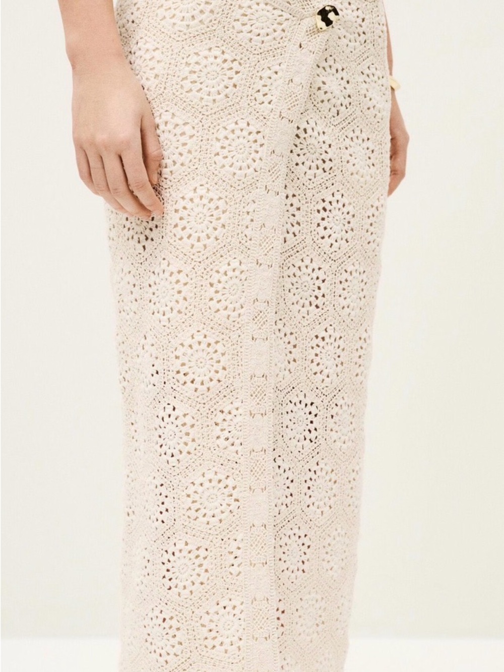 ba&sh Cream Crochet Midi Wrap Skirt - Picture 4 of 8